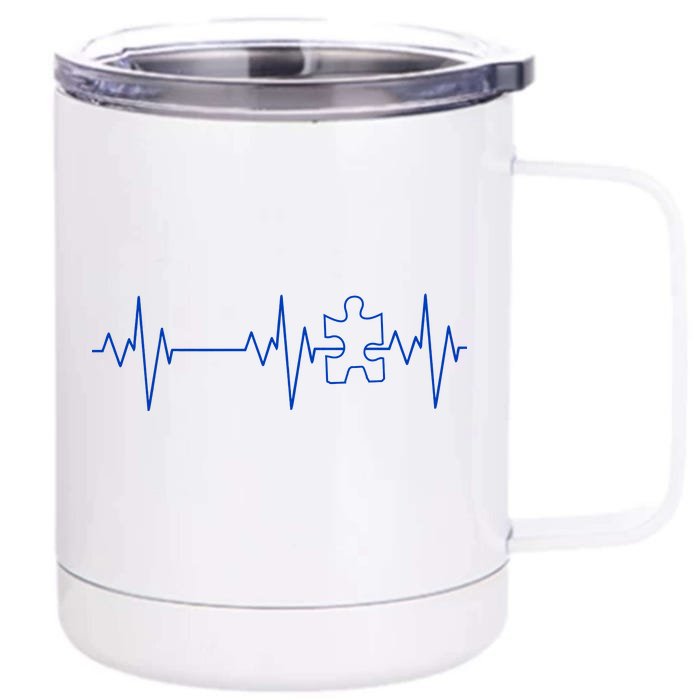 Autism Heartbeat Pulse Puzzle Front & Back 12oz Stainless Steel Tumbler Cup