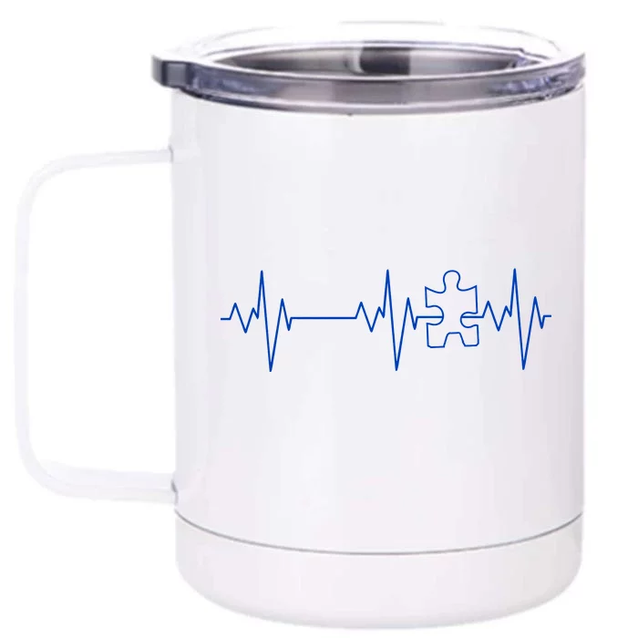 Autism Heartbeat Pulse Puzzle Front & Back 12oz Stainless Steel Tumbler Cup