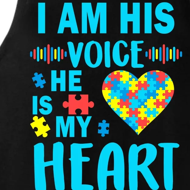 Autism I Am His Voice He Is My Heart Ladies Tri-Blend Wicking Tank