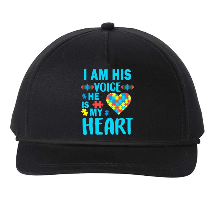 Autism I Am His Voice He Is My Heart Snapback Five-Panel Rope Hat