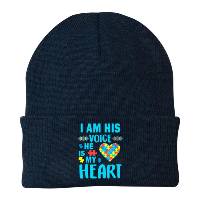 Autism I Am His Voice He Is My Heart Knit Cap Winter Beanie