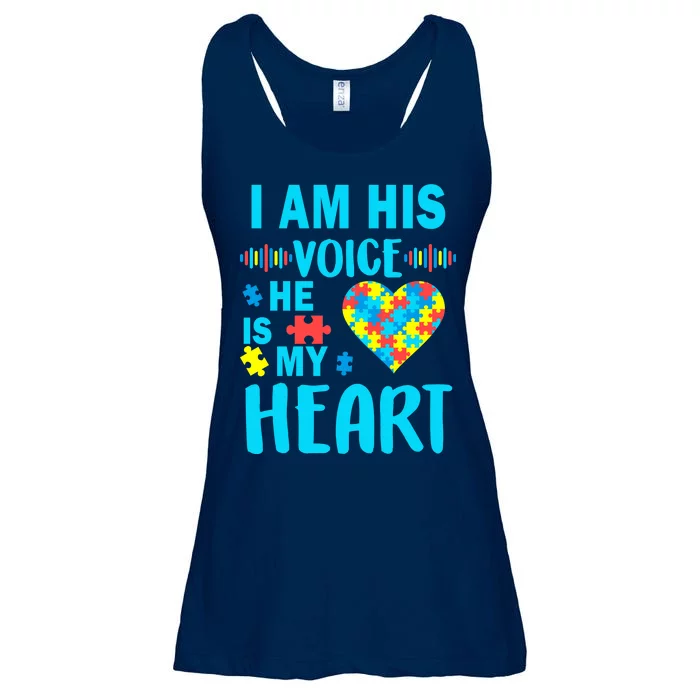 Autism I Am His Voice He Is My Heart Ladies Essential Flowy Tank