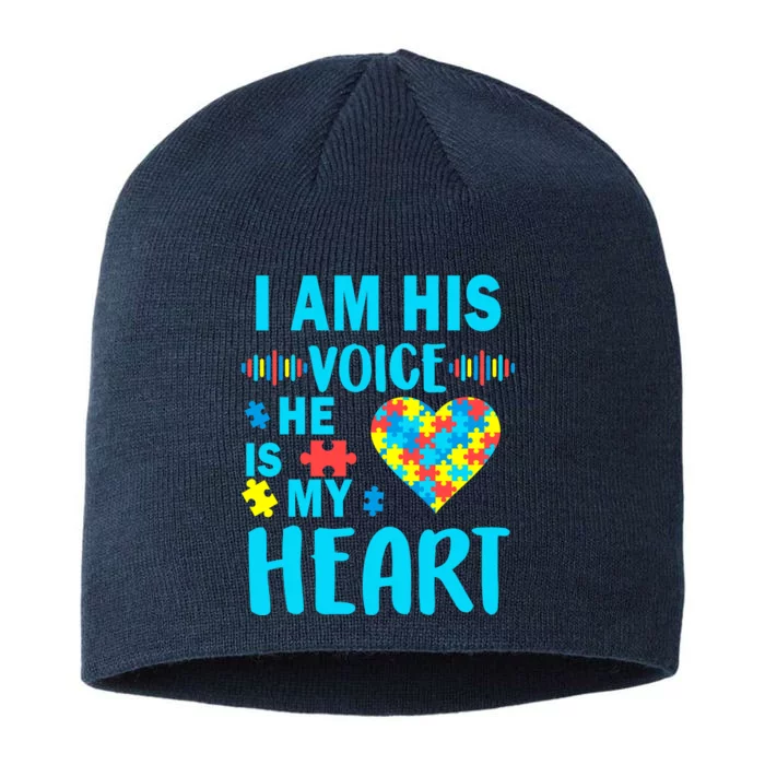 Autism I Am His Voice He Is My Heart 8 1/2in Sustainable Knit Beanie