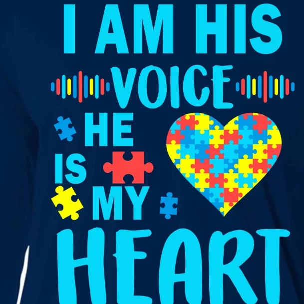 Autism I Am His Voice He Is My Heart Cooling Performance Long Sleeve Crew