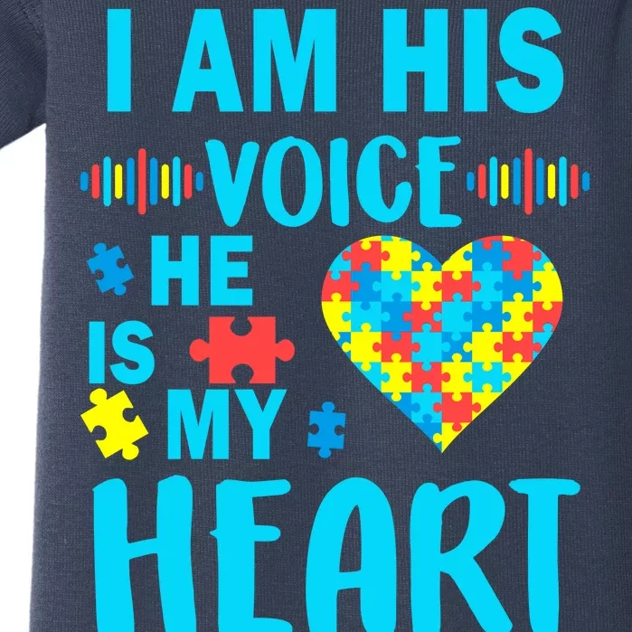 Autism I Am His Voice He Is My Heart Baby Bodysuit