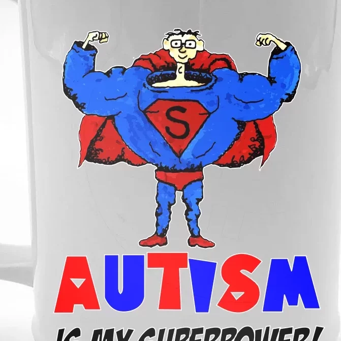 Autism Is My Super Power Front & Back Beer Stein