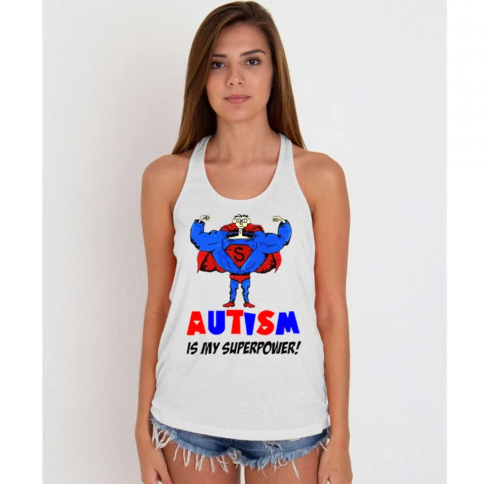 Autism Is My Super Power Women's Knotted Racerback Tank