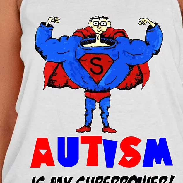 Autism Is My Super Power Women's Knotted Racerback Tank