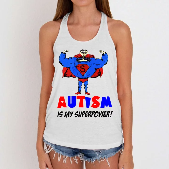 Autism Is My Super Power Women's Knotted Racerback Tank