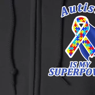 Autism Is My Superpower Super Hero Cape Full Zip Hoodie