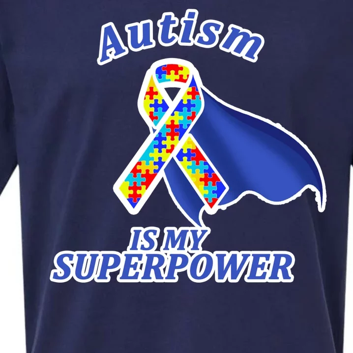 Autism Is My Superpower Super Hero Cape Sueded Cloud Jersey T-Shirt