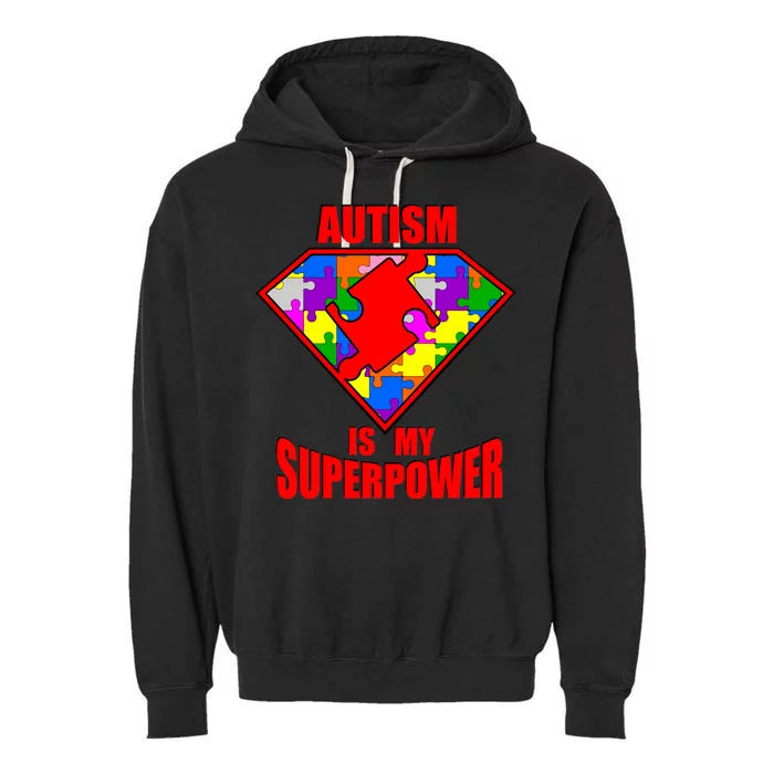 Autism Is My Superpower Superheo Garment-Dyed Fleece Hoodie