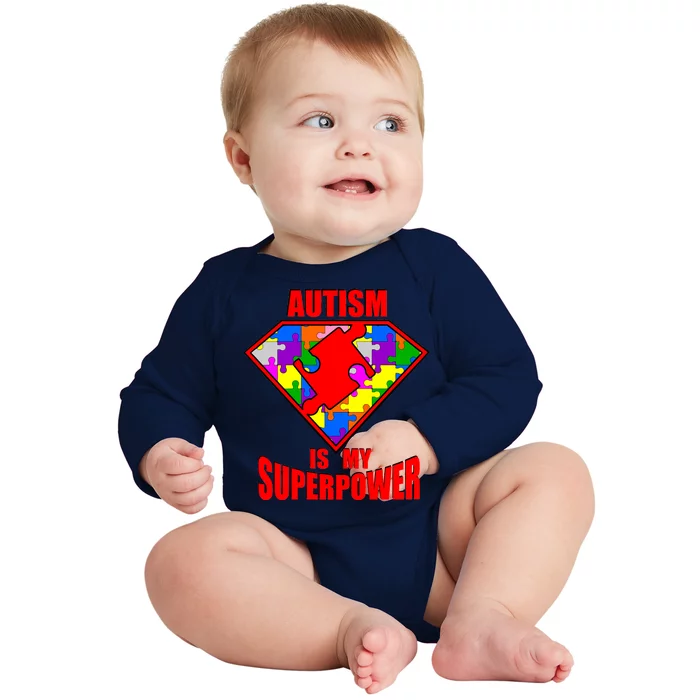 Autism Is My Superpower Superheo Baby Long Sleeve Bodysuit