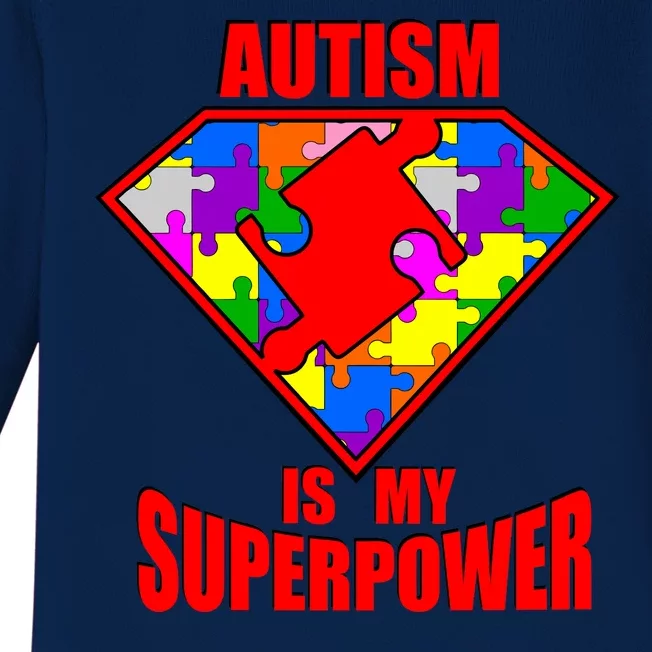 Autism Is My Superpower Superheo Baby Long Sleeve Bodysuit