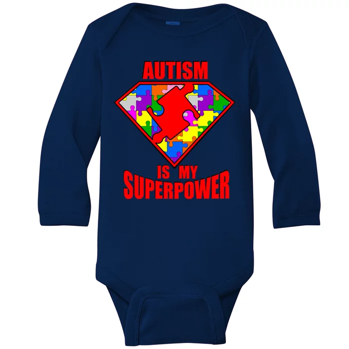 Autism Is My Superpower Superheo Baby Long Sleeve Bodysuit