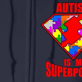 Autism Is My Superpower Superheo Full Zip Hoodie