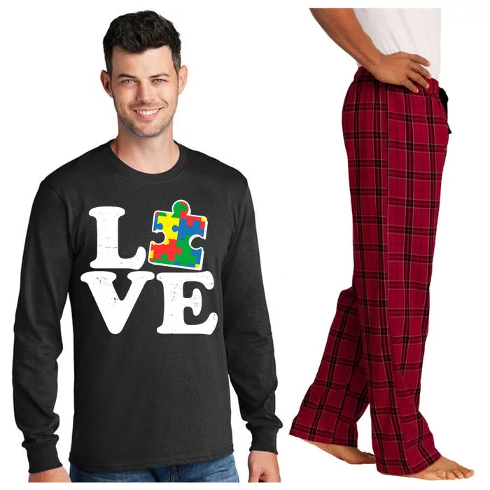 Autism Love Puzzle Piece Long Sleeve Pajama Set