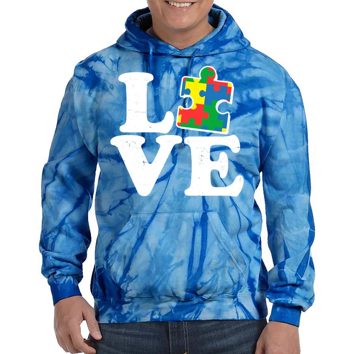 Autism Love Puzzle Piece Tie Dye Hoodie