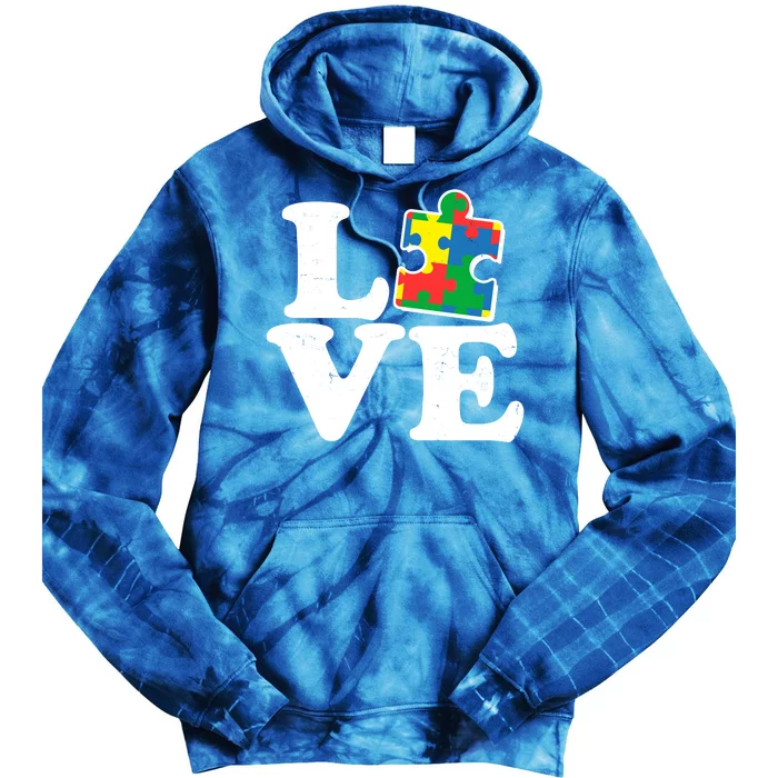 Autism Love Puzzle Piece Tie Dye Hoodie