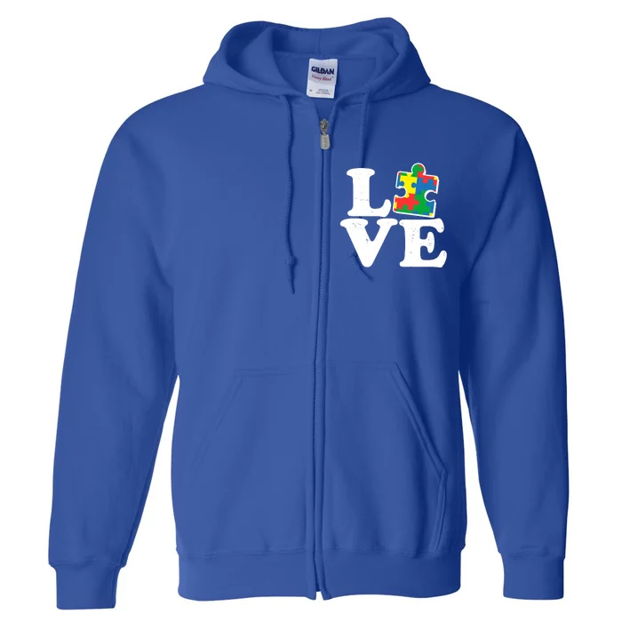 Autism Love Puzzle Piece Full Zip Hoodie