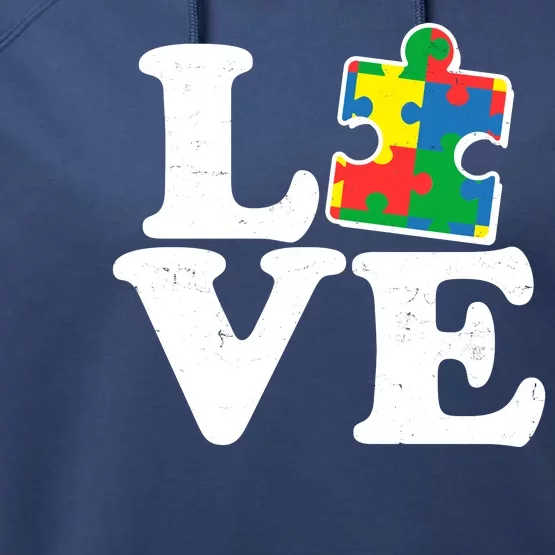 Autism Love Puzzle Piece Performance Fleece Hoodie