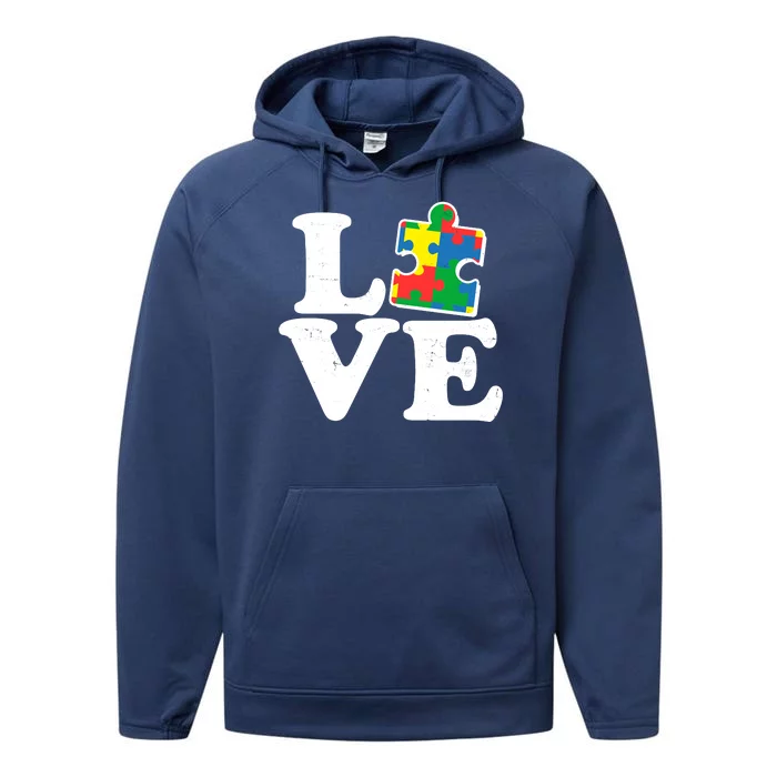 Autism Love Puzzle Piece Performance Fleece Hoodie