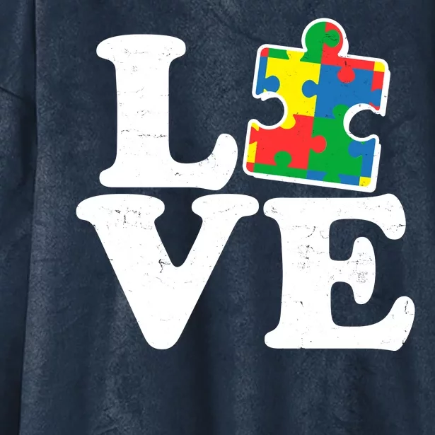 Autism Love Puzzle Piece Hooded Wearable Blanket