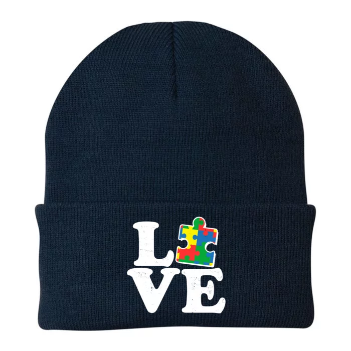 Autism Love Puzzle Piece Knit Cap Winter Beanie