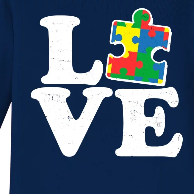 Autism Love Puzzle Piece Baby Long Sleeve Bodysuit