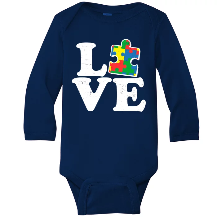 Autism Love Puzzle Piece Baby Long Sleeve Bodysuit