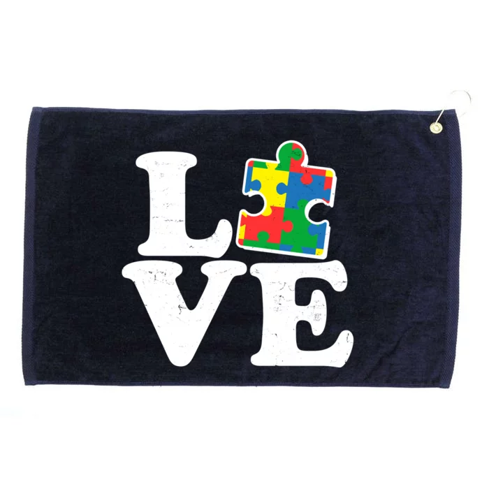 Autism Love Puzzle Piece Grommeted Golf Towel