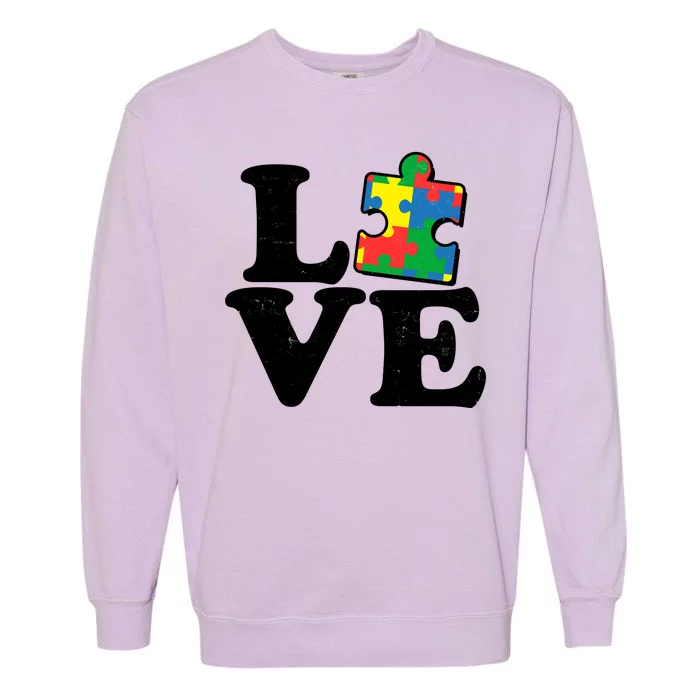 Autism Love Puzzle Piece Garment-Dyed Sweatshirt