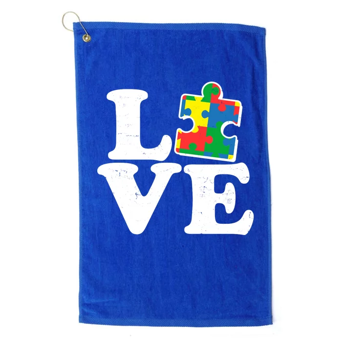 Autism Love Puzzle Piece Platinum Collection Golf Towel