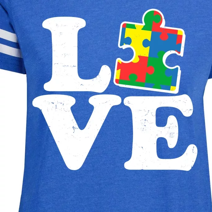 Autism Love Puzzle Piece Enza Ladies Jersey Football T-Shirt