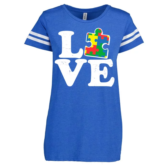 Autism Love Puzzle Piece Enza Ladies Jersey Football T-Shirt