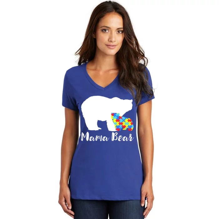 Autism Mama Bear Women's V-Neck T-Shirt