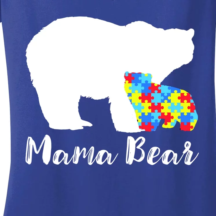 Autism Mama Bear Women's V-Neck T-Shirt