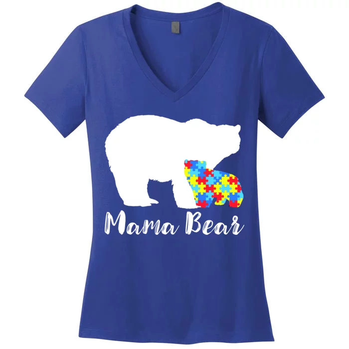 Autism Mama Bear Women's V-Neck T-Shirt