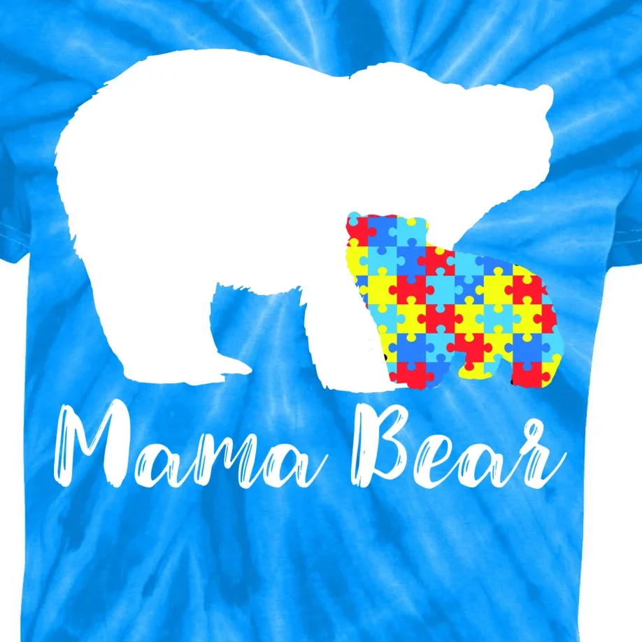 Autism Mama Bear Kids Tie-Dye T-Shirt