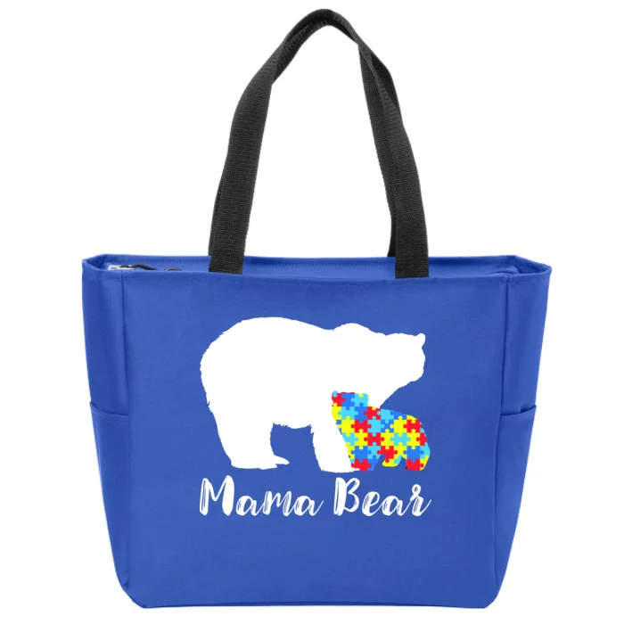 Autism Mama Bear Zip Tote Bag