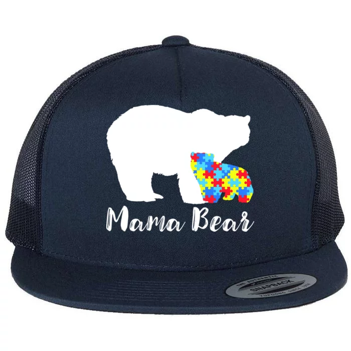 Autism Mama Bear Flat Bill Trucker Hat