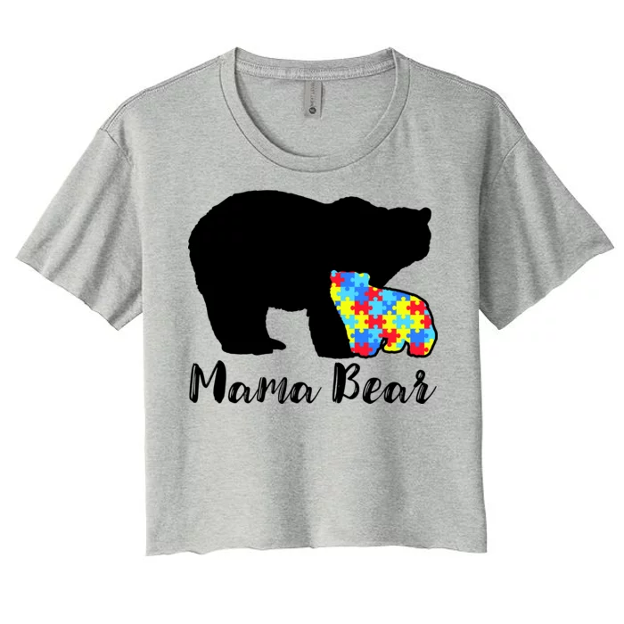 Autism Mama Bear Women's Crop Top Tee