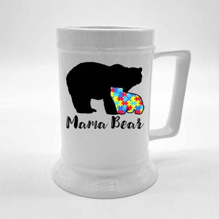 Autism Mama Bear Front & Back Beer Stein