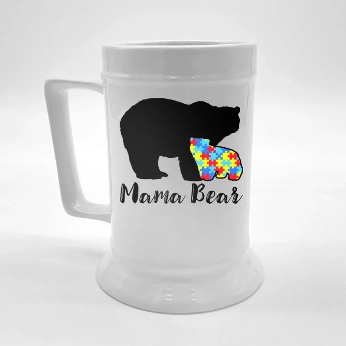 Autism Mama Bear Front & Back Beer Stein