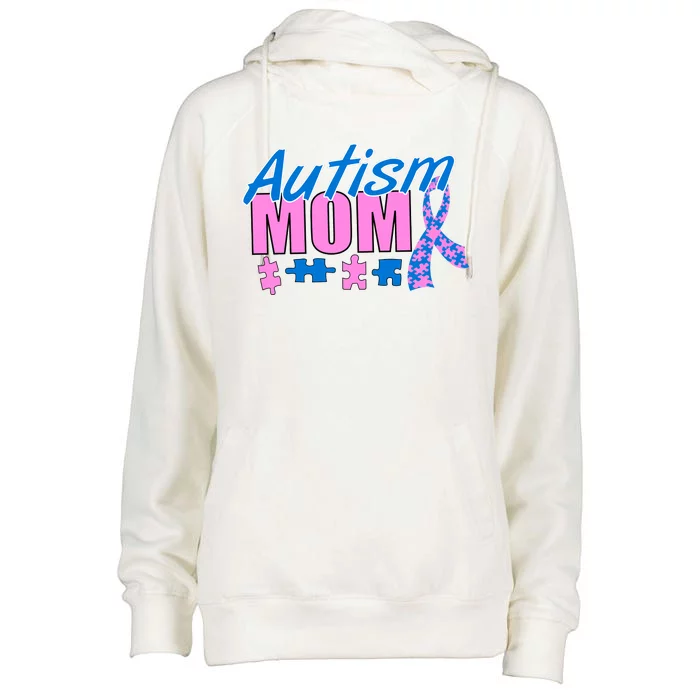 Autism Mom Awareness Ribbon Womens Funnel Neck Pullover Hood