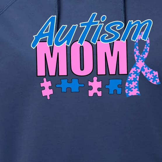 Autism Mom Awareness Ribbon Performance Fleece Hoodie