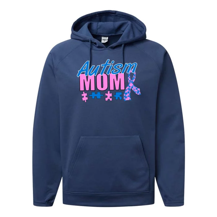 Autism Mom Awareness Ribbon Performance Fleece Hoodie