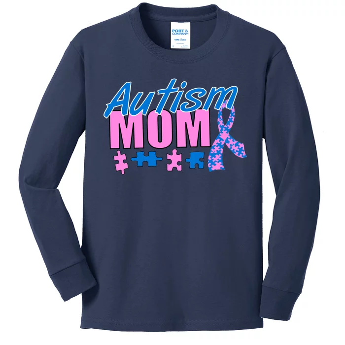 Autism Mom Awareness Ribbon Kids Long Sleeve Shirt