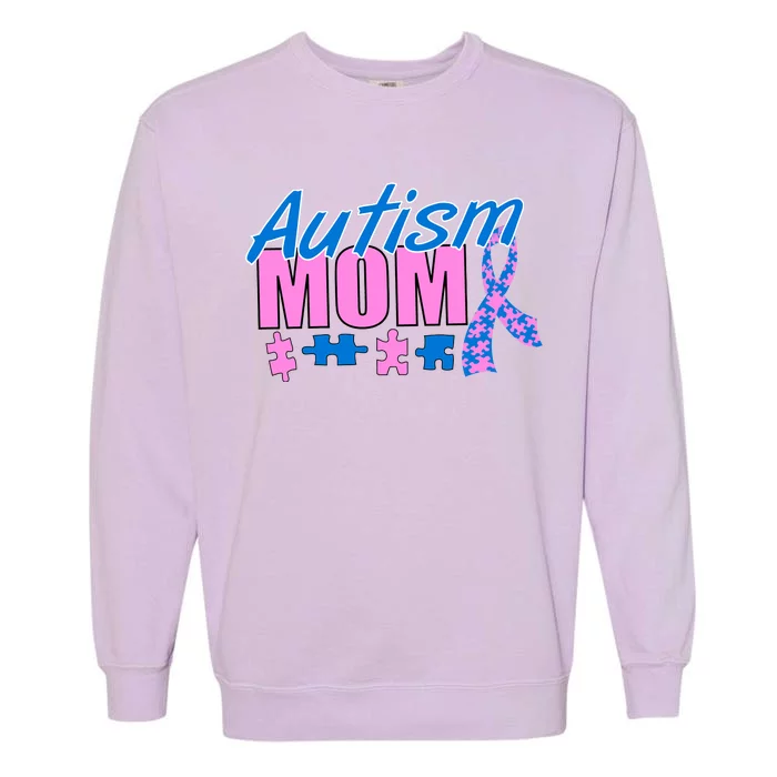 Autism Mom Awareness Ribbon Garment-Dyed Sweatshirt