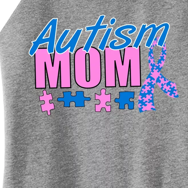 Autism Mom Awareness Ribbon Women’s Perfect Tri Rocker Tank